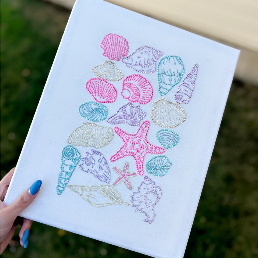 Bedazzled Colorful Seashell Canvas Art